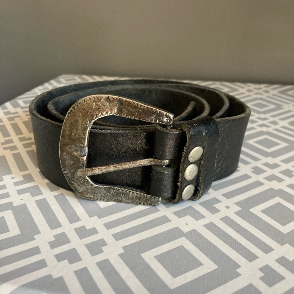 Vintage Black Genuine Leather Belt